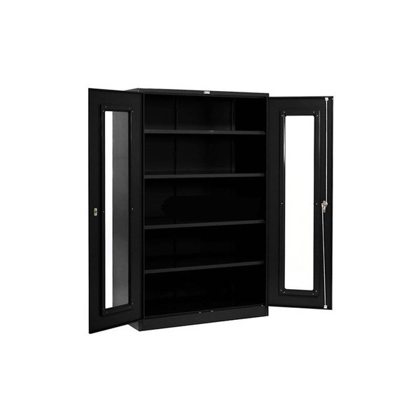 Global Industrial Easy Assembly Clear View Storage Cabinet, 48x24x78, Black 237615BK